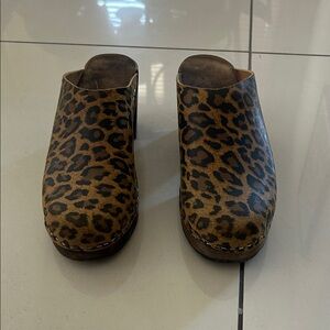 Lotta From Stockholm Leopard Print Slip-On Clogs in Brown and Black